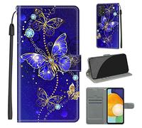 LeviDo Coque Compatible pour Samsung Galaxy A53 5G Étui Silicone PU Cuir Magnetique Clapet a Rabat Support Motif Drôle Portefeuille Kickstand Bumper Housse Cover, Papillon 1