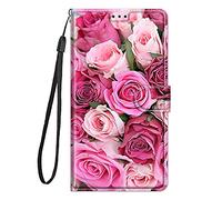 LeviDo Coque Compatible pour Samsung Galaxy A54 Étui Silicone PU Cuir Magnetique Clapet Rabat Support Motif Drôle avec Cordon Portefeuille Kickstand Bumper Housse Cover, Rose Rose