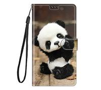 LeviDo Coque Compatible pour Xiaomi Redmi 10C Étui Silicone PU Cuir Magnetique Clapet a Rabat Support Motif Drôle Portefeuille Kickstand Bumper Housse Cover, Panda