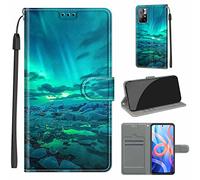 LeviDo Coque Compatible pour Xiaomi Redmi Note 11 (6.43")/Redmi Note 11S (6.43") Étui Silicone PU Cuir Magnetique Clapet a Rabat Support Motif Drôle Portefeuille Bumper Housse Cover, Vert