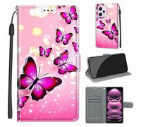 LeviDo Coque Compatible pour Xiaomi Redmi Note 12 Pro 5G Étui Silicone PU Cuir Magnetique Clapet a Rabat Support Motif Drôle Portefeuille Kickstand Bumper Housse Cover, Papillon