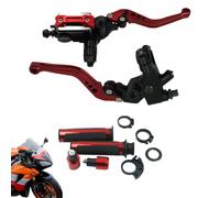 Levier Frein Guidon Moto Frein Droit Hydraulique À Disque Pour Guidon 22 mm | Robuste Poignée universelle aluminium de rechange kit complet pièces pour atelier réparation moto Rouge