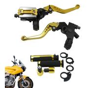 Levier Frein Guidon Moto Frein Droit Hydraulique À Disque Pour Guidon 22 mm | Robuste Poignée universelle aluminium de rechange kit complet pièces pour atelier réparation moto Or