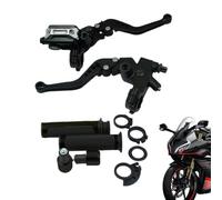 Levier Frein Guidon Moto Frein Droit Hydraulique À Disque Pour Guidon 22 mm | Robuste Poignée universelle aluminium de rechange kit complet pièces pour atelier réparation moto Noir