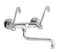 Levier Long 'S' Bec Salle de Bain Chromé Mural Mixer Robinet Mobilité Handicapée