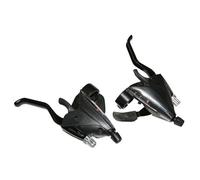 Levier-Manette Vtt P2r 3x8 Vitesses Noir Alu Azera Pour Frein V-Brake Compatible Shimano (Paire)