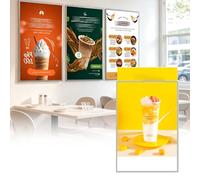 levigationlu Caisson Lumineux LED Mural A4/A3/A2/A1, Cadre d'affiche Ultra-Fin De 1 Cm, Tableau De Menu Rétroéclairé LED pour Restaurant, Café, Magasin, Signalétique Publicitaire Lumineuse Silver-A1