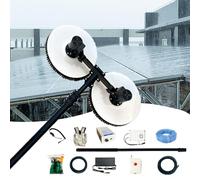 levigationlu Kit de Nettoyage pour Panneaux solaires avec Moteur sans balais 480 W, Brosse Ronde de 65 cm à 380 TR/Min, Brosse rotative Automatique à 2 têtes pour toits et fenêtres,Dual24.5ft(7.5m)