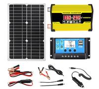 levigationlu Kit De Panneaux Solaires 400W, avec Onduleur 12V vers 110V/220V, Contrôleur 30A Et Panneau Solaire 18W, pour Alimentation De Secours Domestique, Camping-Car Et Hors Réseau Yellow-220V