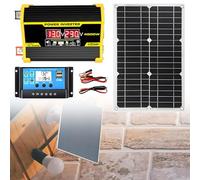 levigationlu Kit Panneau Solaire 400W, Convertisseur 12V vers 110V/220V, Panneau Solaire 18W, Contrôleur De Charge Solaire 30A, Générateur Solaire pour Maison, Camping-Car Et Camion Black-220V