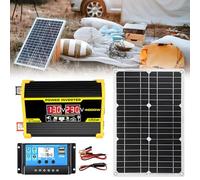 levigationlu Kit Panneau Solaire Camping Car 400 W, Panneau Solaire Flexible 18W18V + Contrôleur 30 a + Onduleur, pour Camping-Car, Bateau, Tente, Voiture, Remorque Black-220V