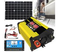 levigationlu Kit Panneau Solaire Onduleur 400W 12V vers 110V/220V, Générateur Solaire, Système De Réseau Domestique, Contrôleur 30A + Panneau Solaire 18W/18V, pour Camping Et Extérieur Yellow-110V