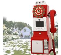 levigationlu Livre d'or Audio Vidéo 32 GO, Cabine Téléphonique De Mariage Rétro pour Messages Vidéo Personnalisés, Carnet De Messages Téléphoniques HD 1080p, pour Mariage Fête Red