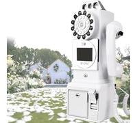 levigationlu Livre d'or Audio Vidéo 32 GO, Cabine Téléphonique De Mariage Rétro pour Messages Vidéo Personnalisés, Carnet De Messages Téléphoniques HD 1080p, pour Mariage Fête,White