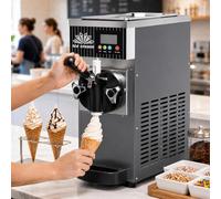 levigationlu Machine à Glace Italienne De Comptoir, Machine Glace Soft 4-5 L/H avec Cylindre De Congélation 1 L, Nettoyage Automatique Et Pré-Refroidissement, pour Cuisine, Bar Et Glacier Grey