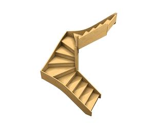 Levigne Escalier Double Quart Tournant Bois 288cm Oléa + Contremarches - OLEDQTSGCM