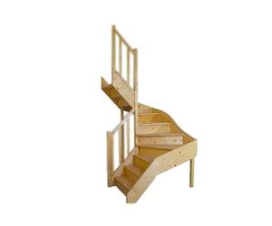 Levigne Escalier double quart tournant en sapin - Avec contremarches sans rampe - EDQTSDCM