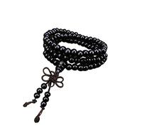 LEVINE HandstringBeads - perles en bois naturel de santal, 6mm, bijoux, Bracelet, 108 Bracelets, boucles d'oreilles sensibles for femmes (Color : Black-One Size)