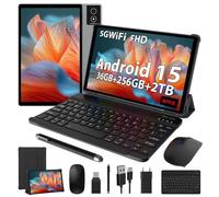 LEVIRTU Tablette 10.4 Pouces, Android 15 Tablettes, Octa-Core, 36 Go RAM + 256 Go ROM / 2TB, Tablette à écran INCELL avec Clavier et Souris|WALN|8000mAH|Widevine L3+|Bluetooth 5.0|8MP+13MP|GPS|-Gris