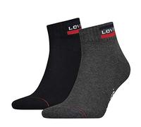 Levi's Quarter Chaussettes, Gris/Noir, 43/46 (Lot de 2) Unisexe