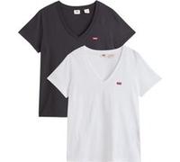 Levi's 2-Pack V-Neck Tee T-Shirt Femme Caviar / White (Multicouleur) S