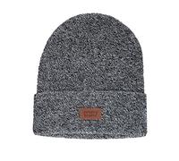 Levi's All Season Comfy Leather Logo Patch Cuffed Hero Beanie Hat Bonnet, Gris mélangé, Taille Unique Mixte