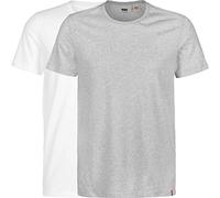 Levi's Crewneck 1 T-Shirt, 1 Pack, Slim Crew White/Med Heather Grey, S Homme