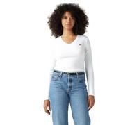 Levi's Essential Housemark Long-Sleeve Vneck T-Shirt, Blanc +, XS Femme