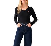 Levi's Essential Housemark Long-Sleeve Vneck T-Shirt, Caviar, S Femme