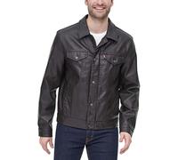 Levi's Faux Leather Classic Trucker Jacket Veste en Cuir synthétique, Marron foncé, S Homme