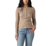 Levi's Femme Dry Goods T-Shirt à col Tunisien gaufré Taupe Gray Heather Bros B2371 Brown XS