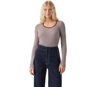 Levi's Femme Haut Manches Longues Dry Goods Waffle en Coton, Slim Fit, Rouge (End on End Stripe Bu), L