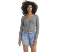 Levi's Femme T-Shirt Manche Longue Muse Vanilla Stripe Caviar Cotton Black M