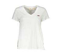 Levi's, Femme, Tops, Blanc, Taille: 36 FR T-shirt Col en V Coupe Classique Décontractée