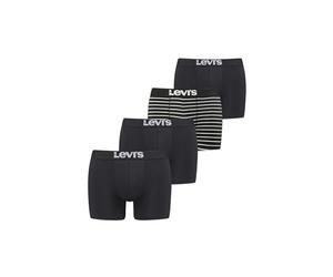 Levi's Homme Levi's Lot de 4 À Rayures Solides et Vintage pour Homme Boxer, Noir/Blanc, M EU