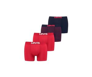 Levi's Homme Levi's Lot de 4 À Rayures Solides et Vintage pour Homme Boxer, Rouge/Noir, M EU