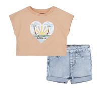 Levi's Kids Tee and Short Set SGSS241 Tenues coordonnées, Coral Sands, 9 Mois Bébé Fille