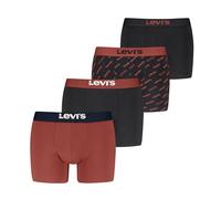 Levi's Logo All Over Print Organic Cotton Boxer, Black/Red, M (Lot de 4) pour des Hommes