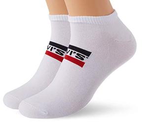 Levi's Lot de 2 paires de chaussettes unisexe avec logo Sportswear, Blanc., 43-46