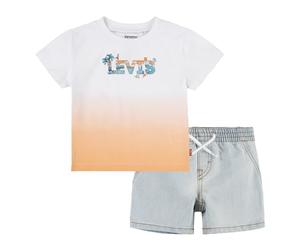 Levi's LVB BEACH LOGO TEE & SHORT SET 6EK238, Tenues coordonnées Bébé garçon, Bright White, 18 Months