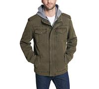 Levi's Men's Big-Tall Washed Cotton 4 Pocket Hoody Jacket with Sherpa Lining, Olive, 3X/Tall
