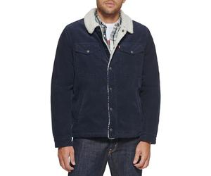 Levi's Men's Corduroy Sherpa Lined Trucker Jacket, Navy, Large