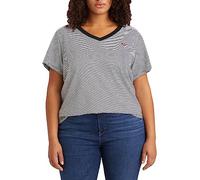 Levi's Plus Size V-Neck Tee T-Shirt Femme, Raita Stripe Caviar, 1XL