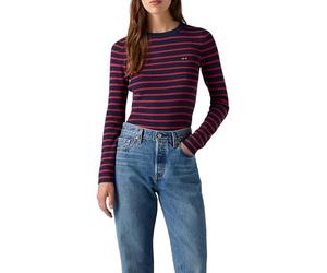 Levi's Pull Ras du Cou côtelé Parisienne Rayures Bleu Marine, Parisienne Stripe Na, S