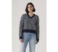 Levi's Femme Pullover Reese avec Encolure en V, Relaxed Fit, Bleu (Parisienne Stripe PE), M