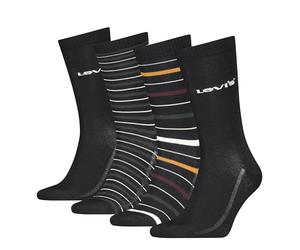 Levi's Regular Cut Stripe Giftbox Classic Sock, Noir Combo, 43-46 (Lot de 4) Mixte