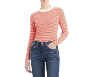 Levi's Rib Crew Sweater Vanilla Stripe Flame SC, Vanilla Stripe Flame Scarlet, L