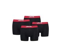 Levi's Solid Lot de 4 boxers pour homme en coton biologique, noir/rouge, M