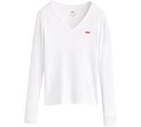 LEVI'S ® T-shirt 'Essential Housemark Long Sleeve V-Neck Tee' rouge / blanc, Taille S
