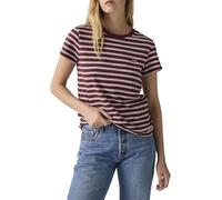 Levi's The Perfect Tee T-Shirt pour Femme avec Logo rayé Chesthit, Trudy Stripe Chocola, L